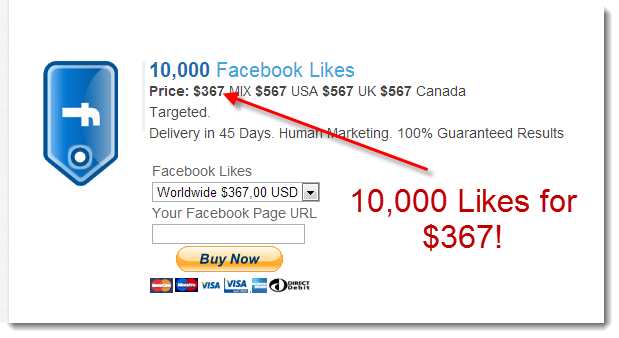 10,000 Facebook Likes for $367